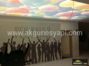 Gökyüzü - Uçan Balon Resim Baskılı Gergi Tavan - Pev Koleji / Denizli